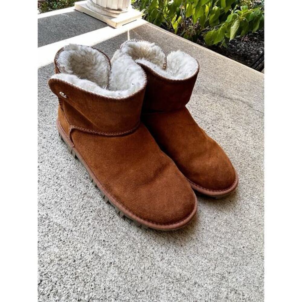 Tommy‎ Bahama Genuine Suede Fur Shearling Chestnut Brown Boots size 9